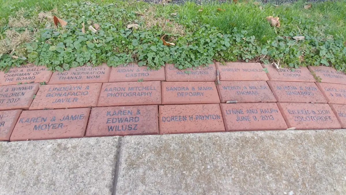 Brick path called Preservation Walkway