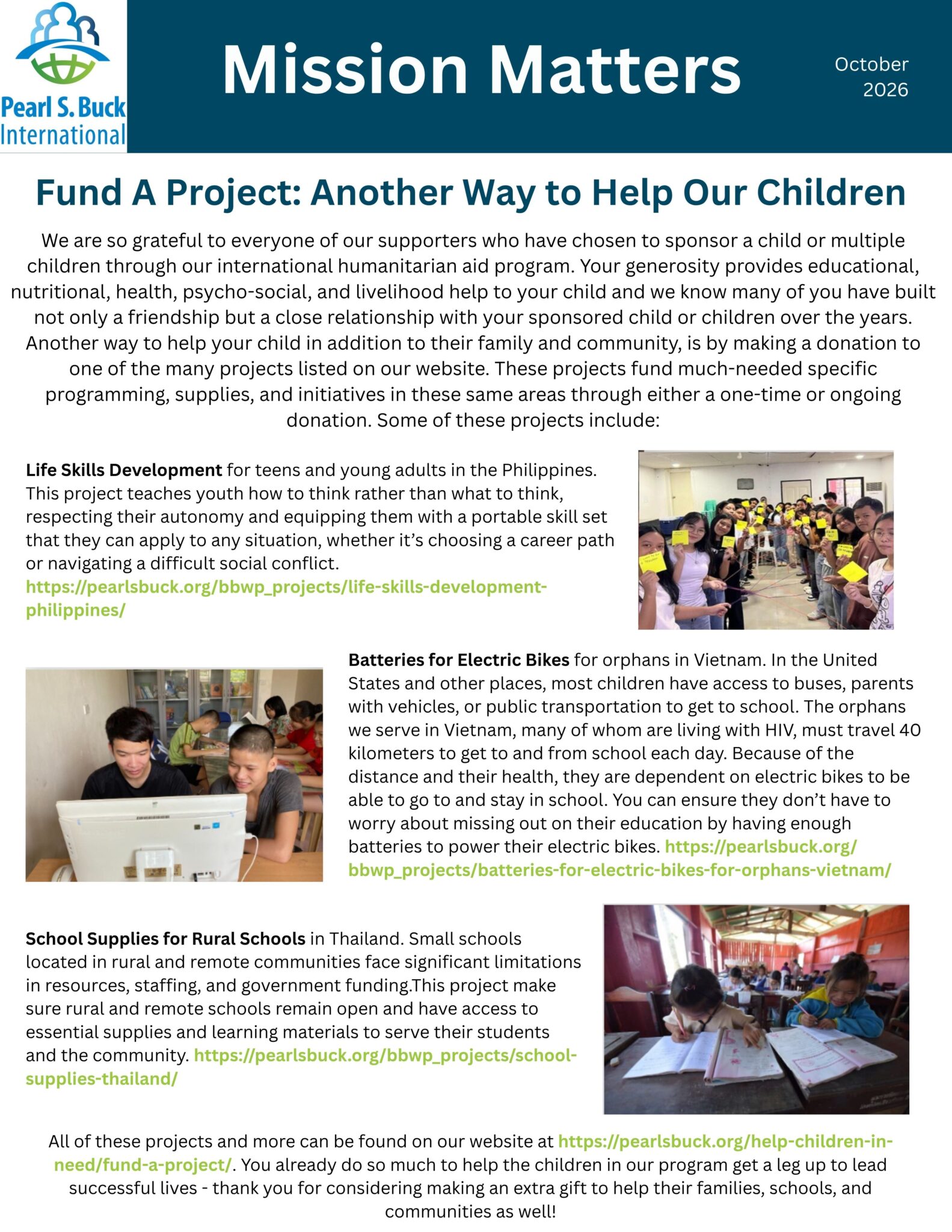 Mission Matters Projects October 2026